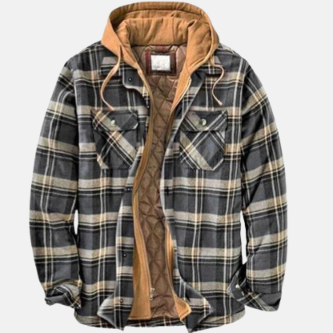Herren Steppjacke Kariert Warm Bequem
