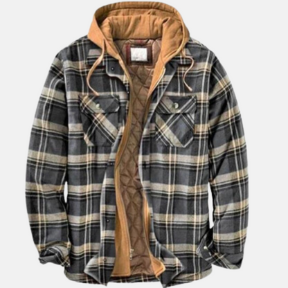 Herren Steppjacke Kariert Warm Bequem