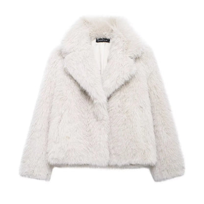Stylische Damen Winterjacke Vintage Look Kunstfell