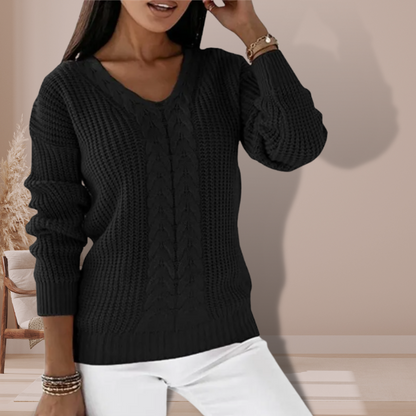 Damensweater V-Ausschnitt Modern Strick