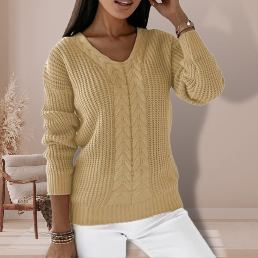 Damensweater V-Ausschnitt Modern Strick