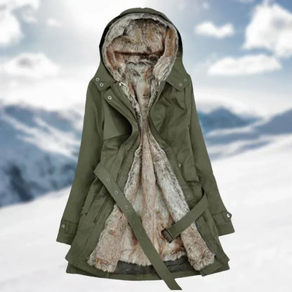 Langer Damenwintermantel mit Stilvollem Design