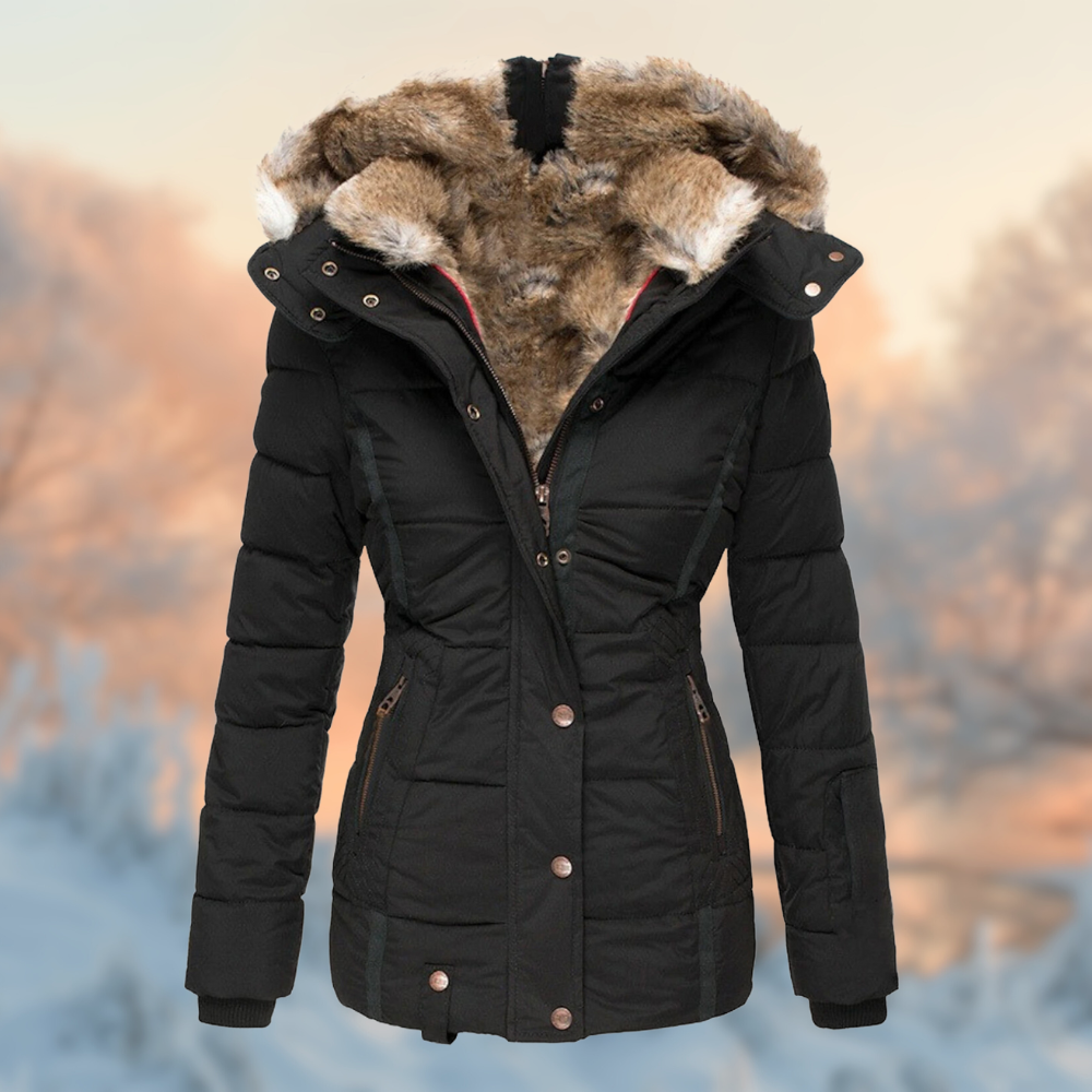 Warme Winterjacke Damen Gepolstert Plüschfutter