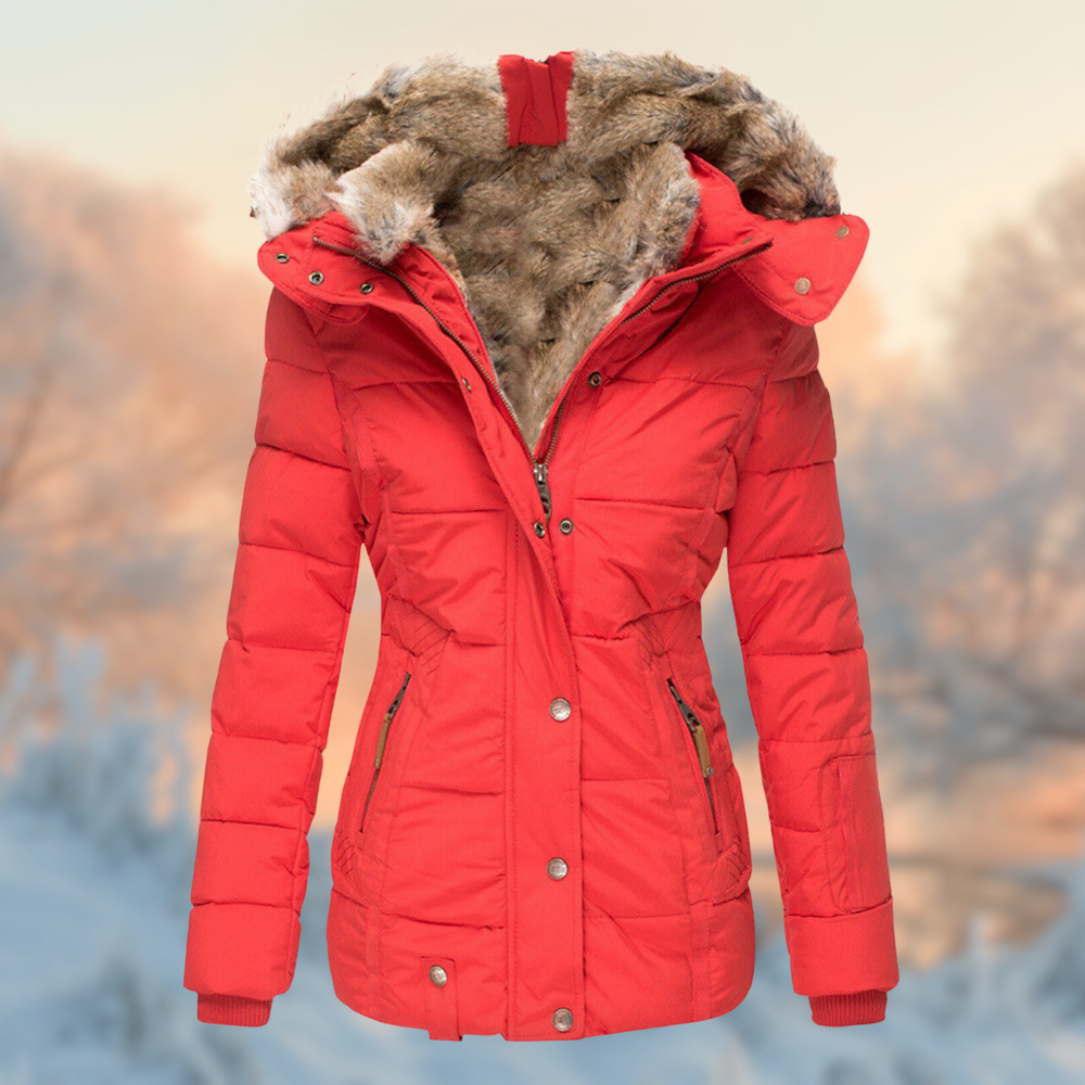 Warme Winterjacke Damen Gepolstert Plüschfutter