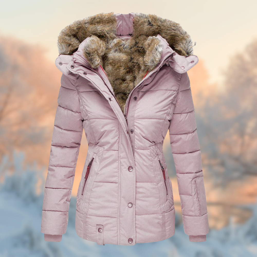Warme Winterjacke Damen Gepolstert Plüschfutter