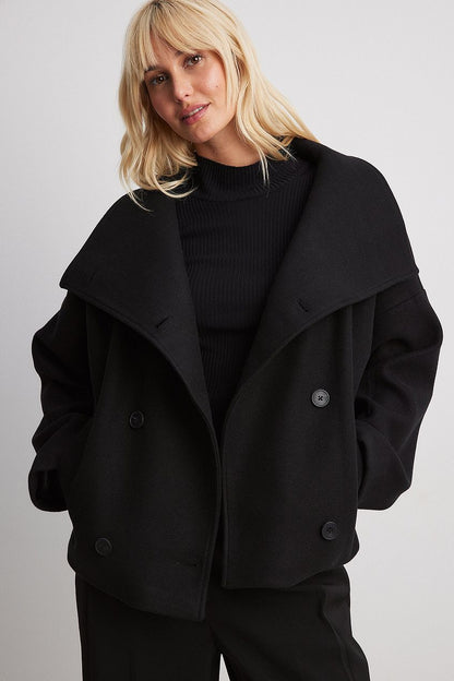 Damen Winterjacke Oversized Kurz Modisch Reverskragen
