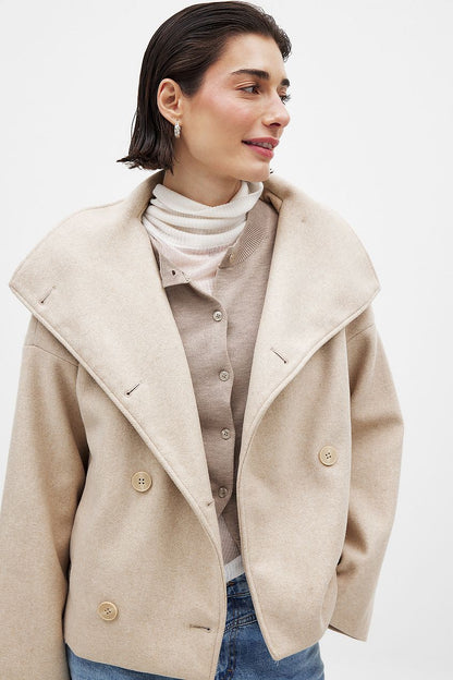 Damen Winterjacke Oversized Kurz Modisch Reverskragen