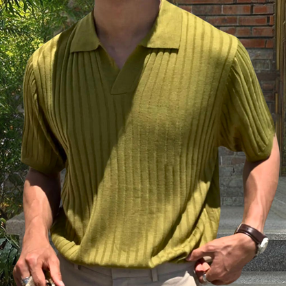 Herren Poloshirt Kurzarm V-Ausschnitt Modern