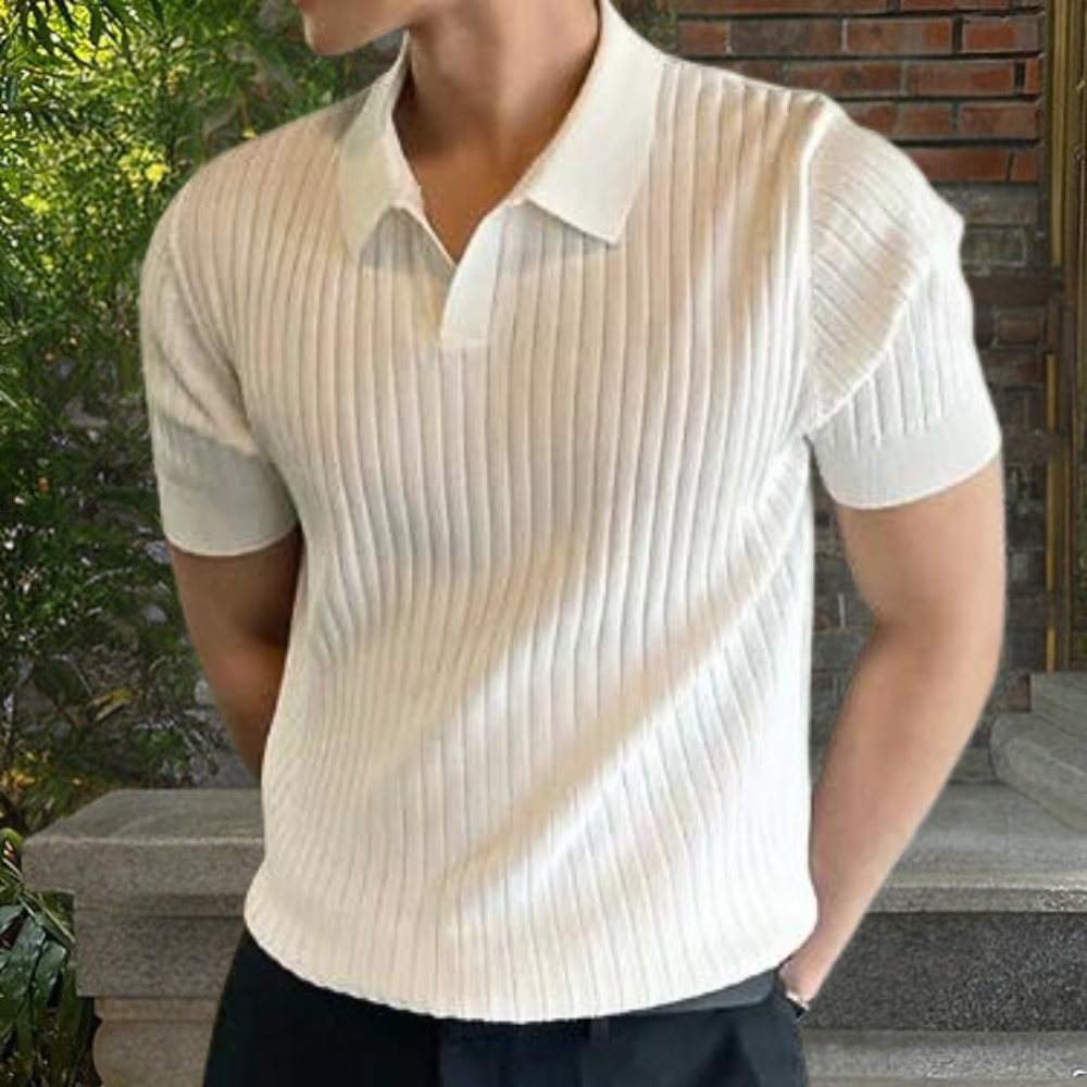 Herren Poloshirt Kurzarm V-Ausschnitt Modern - IdealeKleiden
