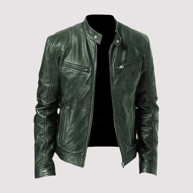 Herren Lederjacke Biker Style Vegan Lederschutz