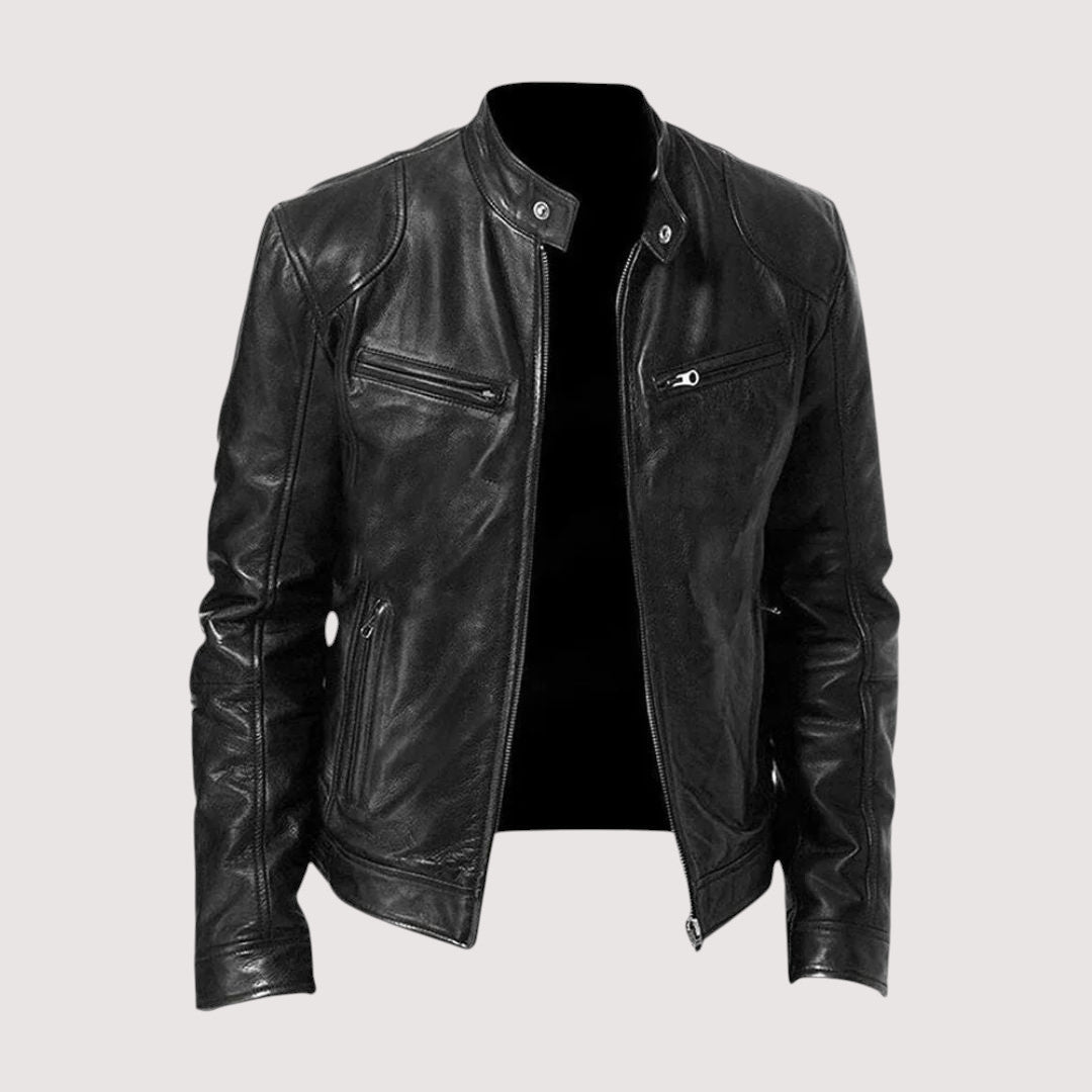 Herren Lederjacke Biker Style Vegan Lederschutz