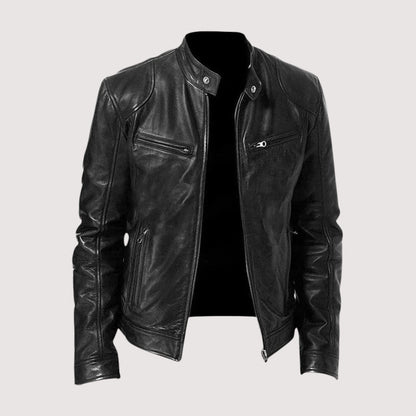 Herren Lederjacke Biker Style Vegan Lederschutz