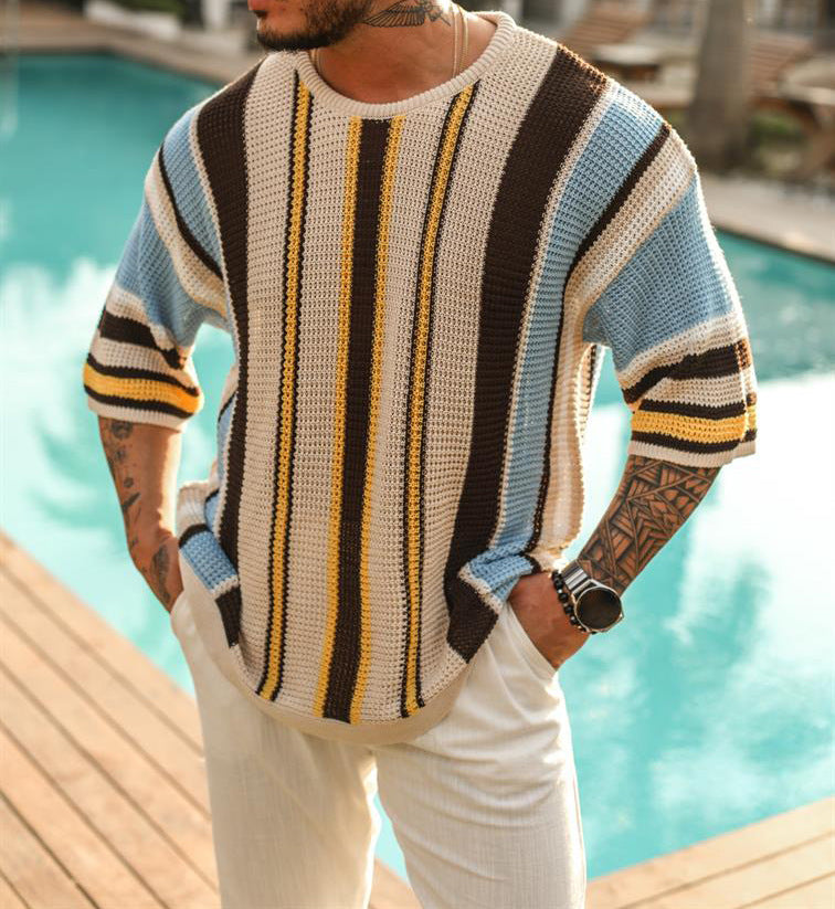 Sommerpullover Herren Gestreift Leicht - IdealeKleiden