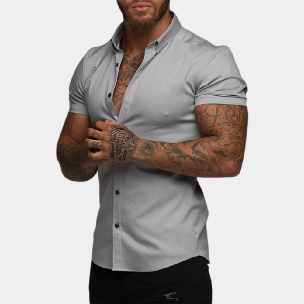 Sommer Herrenhemd Kurzarm Eleganter Kragen