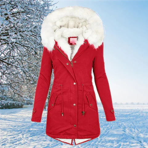 Warme Damenparka Winterjacke Fellfüllung