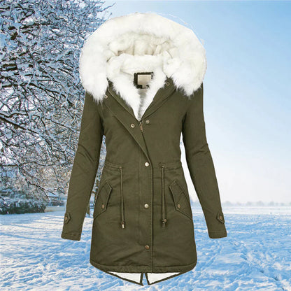 Warme Damenparka Winterjacke Fellfüllung