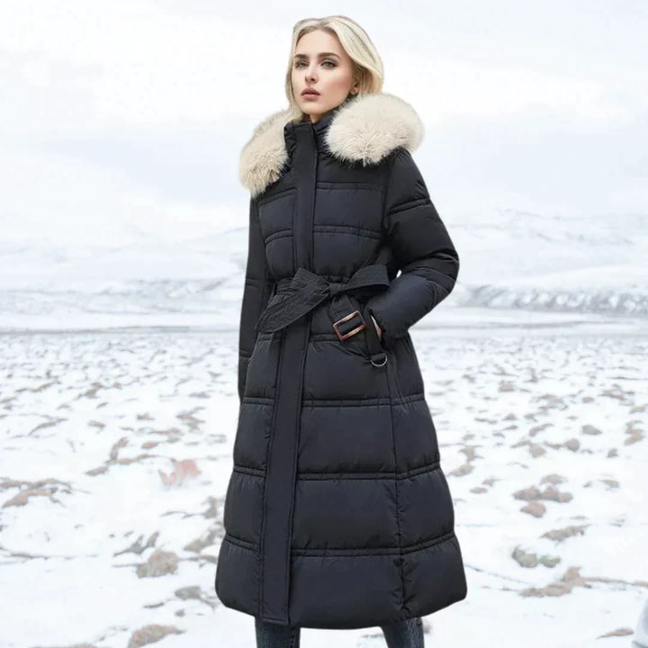 Warme Daunenjacke Damen Kapuze Kunstpelz