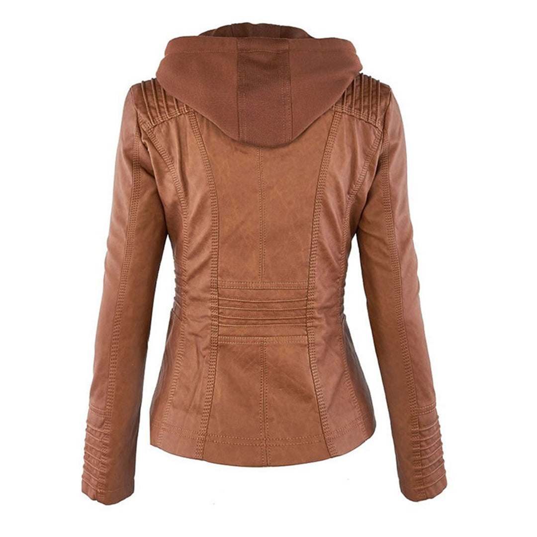 Lederjacke Mit Kapuze Slim Fit Stil - IdealeKleiden