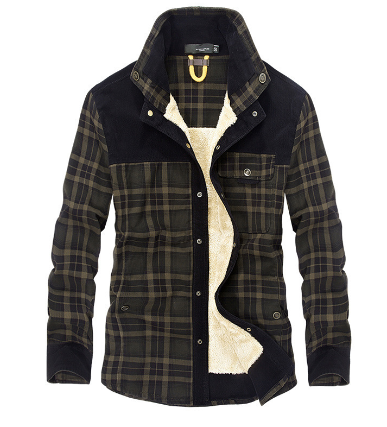 Herren Winterjacke Flanell Stehkragen Wärme