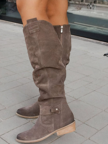 Winterstiefel Wildlederoptik Niedriger Absatz - IdealeKleiden