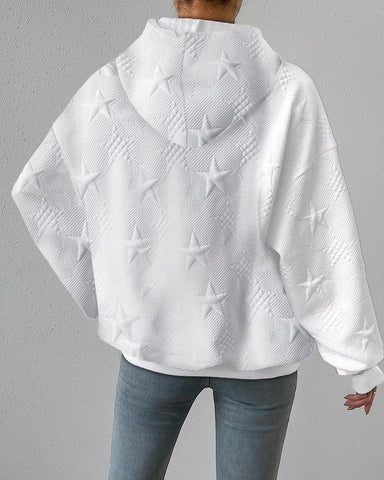 Kapuzenpullover Oversized Sternenmuster Strick - IdealeKleiden