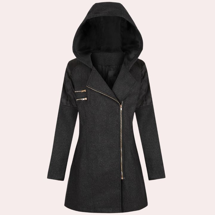 Stylischer Damen Wintermantel mit Kapuze