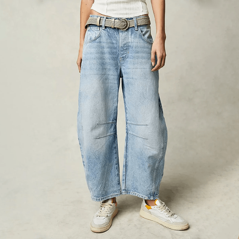 Damen High-Waist-Jeans Bequem Locker