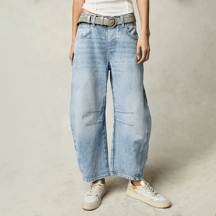 Damen High-Waist-Jeans Bequem Locker