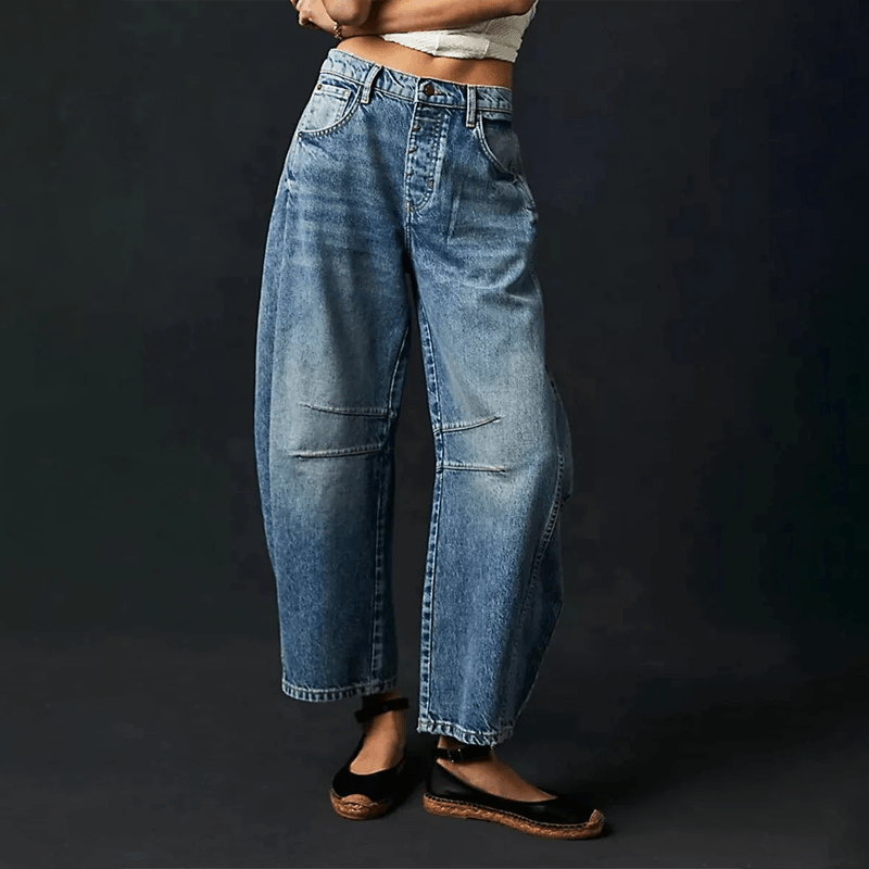 Damen High-Waist-Jeans Bequem Locker