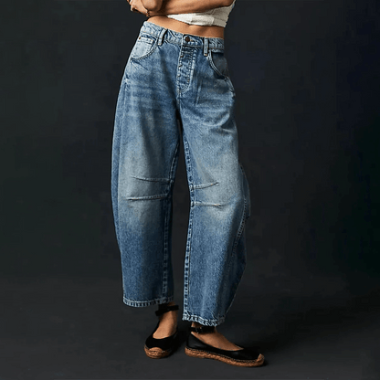 Damen High-Waist-Jeans Bequem Locker