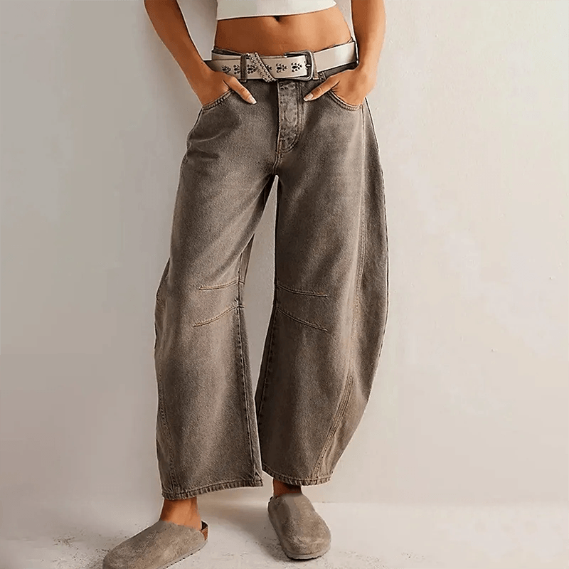 Damen High-Waist-Jeans Bequem Locker