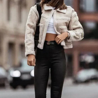 Lena - Damen Leder-Mantel Lammfell-Innenfutter
