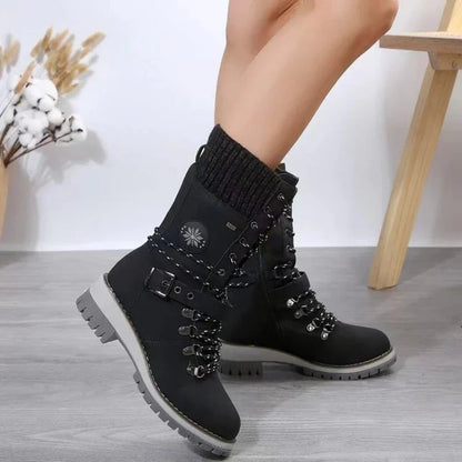 Damen Winterstiefel Schnürstiefel Stylisch Bequem - IdealeKleiden
