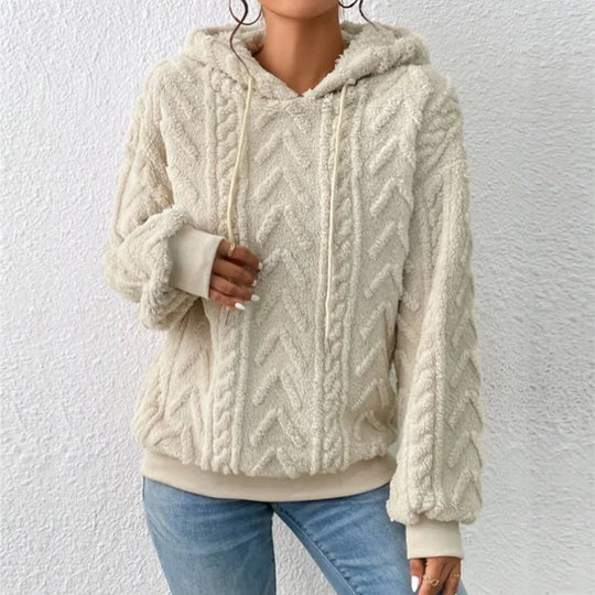 Kuschel-Pullover Teddy-Fleece Kapuze - IdealeKleiden