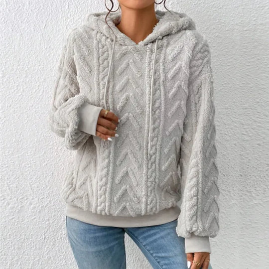 Kuschel-Pullover Teddy-Fleece Kapuze
