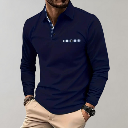 Herren Langarm Polohemd Elegantes Design
