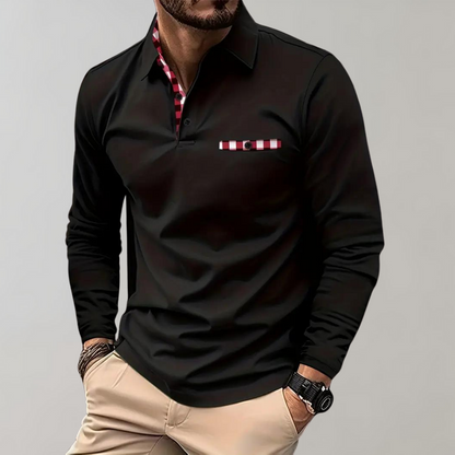Herren Langarm Polohemd Elegantes Design - IdealeKleiden