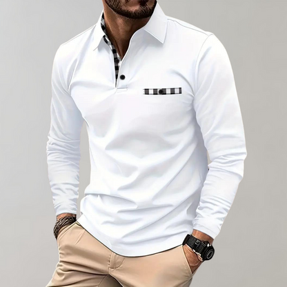Herren Langarm Polohemd Elegantes Design