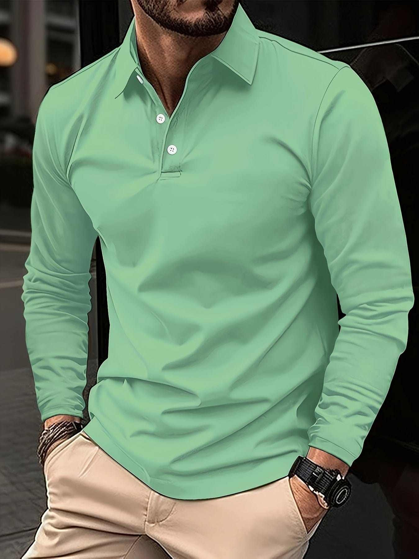 Herren Poloshirt Elegant Langarm - IdealeKleiden