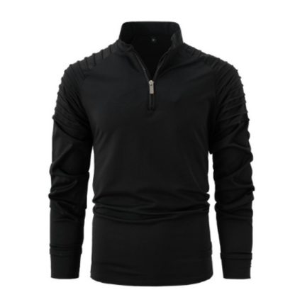 Herren Langarm-Pullover Einfarbig Viertelreißverschluss
