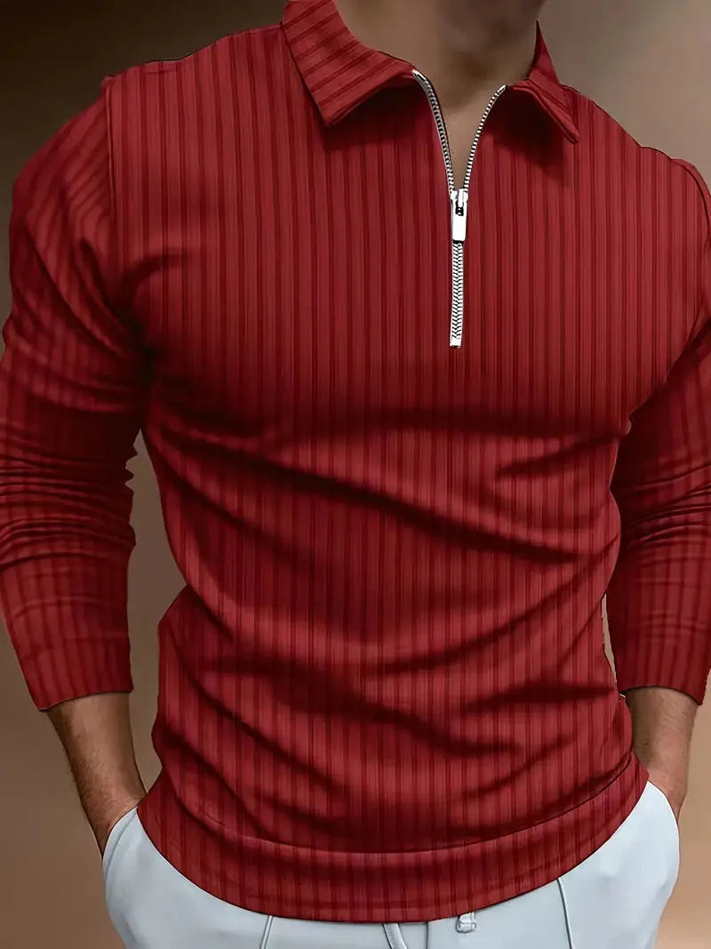 Herren Poloshirt Slim Fit Stehkragen