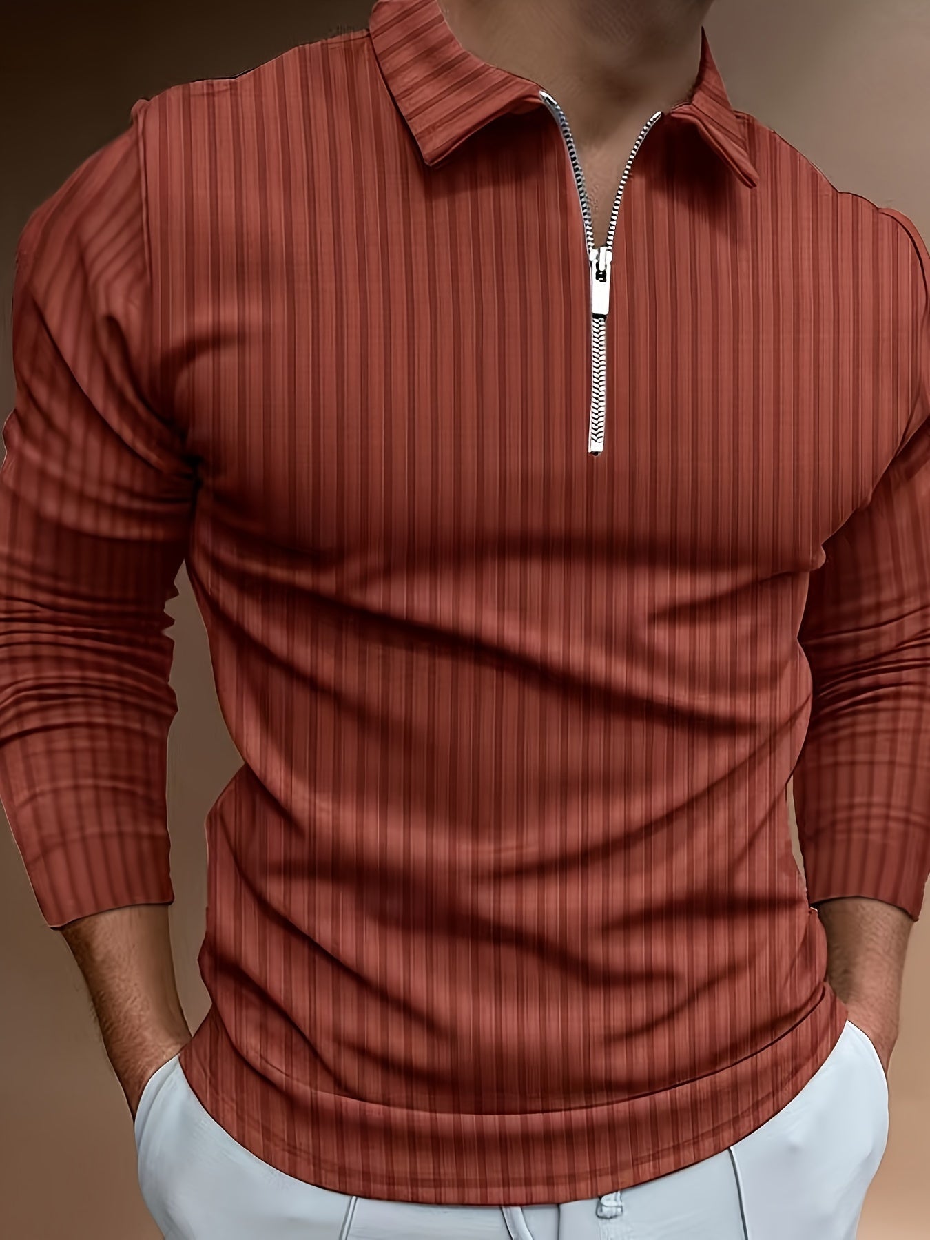 Herren Poloshirt Slim Fit Stehkragen