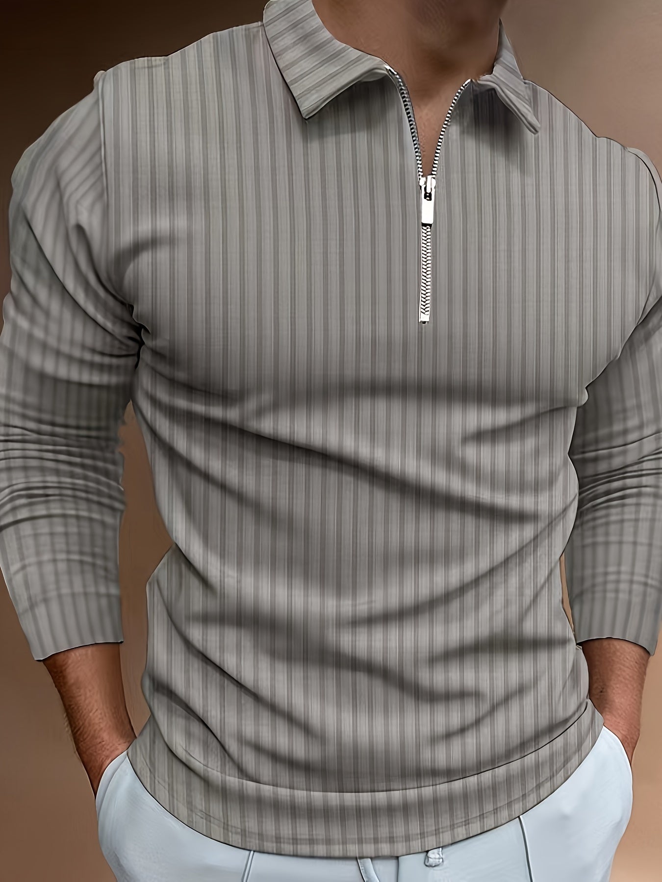 Herren Poloshirt Slim Fit Stehkragen