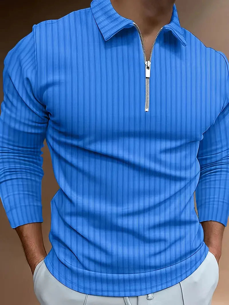 Herren Poloshirt Slim Fit Stehkragen
