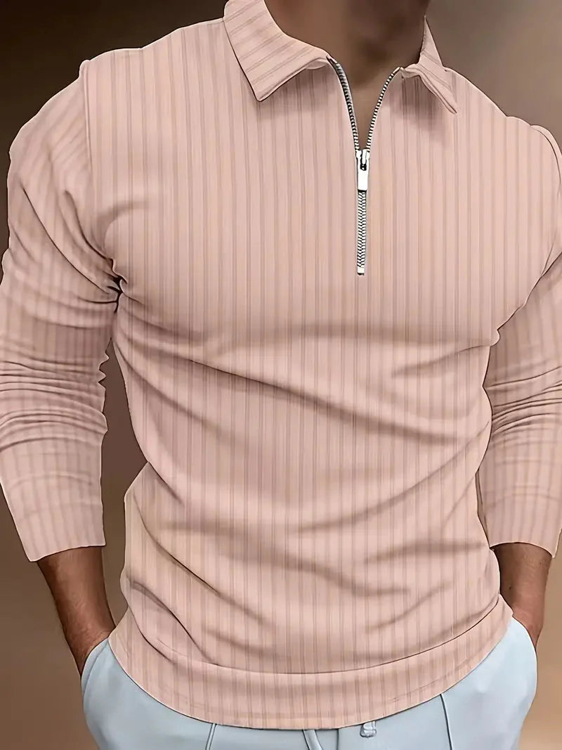 Herren Poloshirt Slim Fit Stehkragen