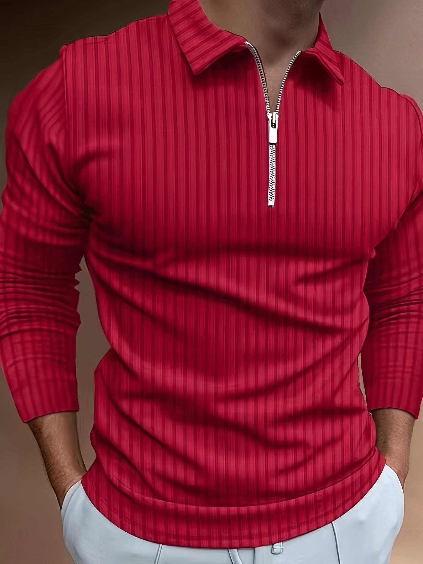 Herren Poloshirt Slim Fit Stehkragen