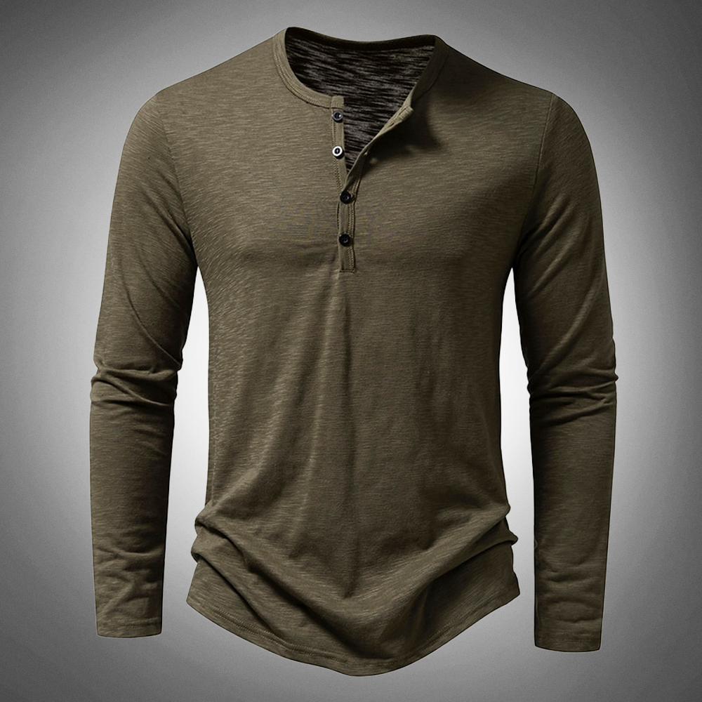 Herren T-Shirt Langarm Baumwolle Einfarbig