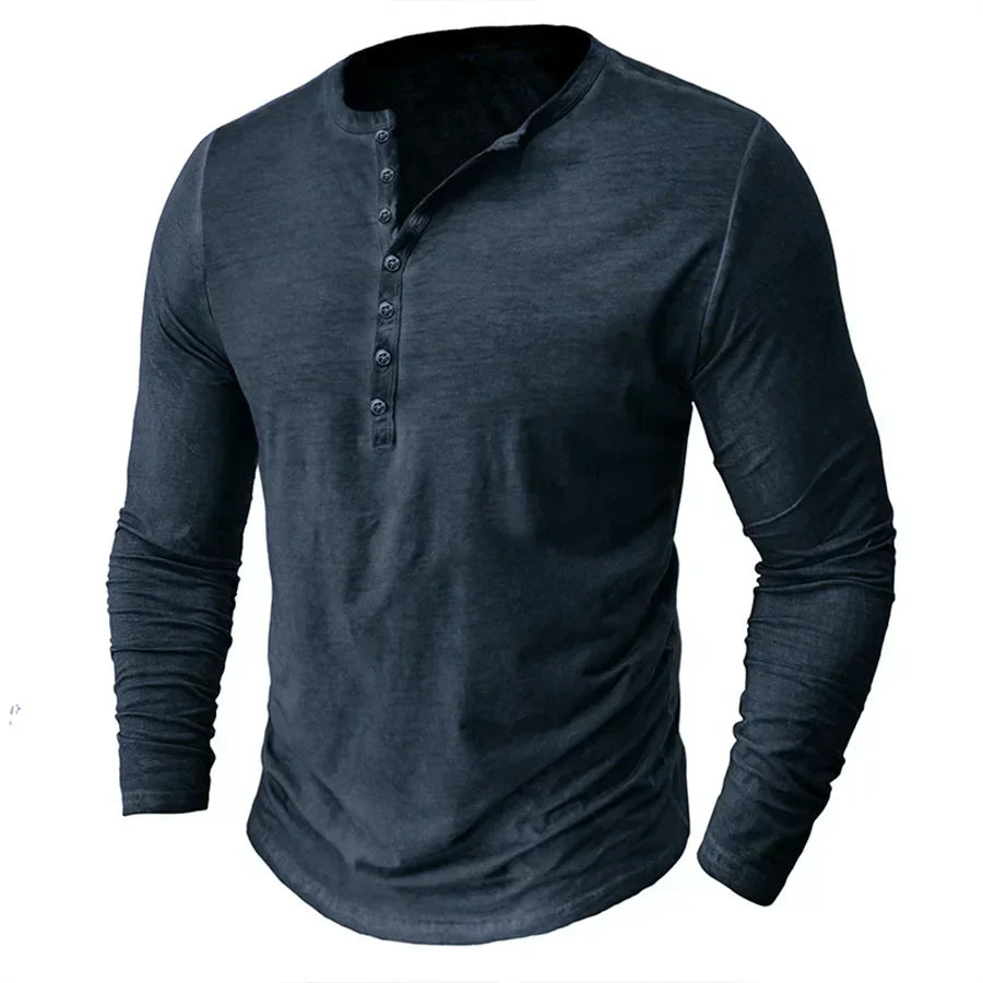 Herren Langarmshirt Mit Knöpfen