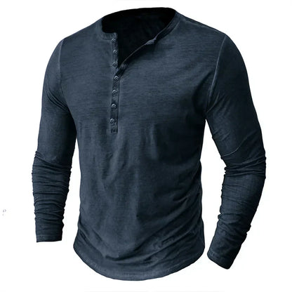 Herren Langarmshirt Mit Knöpfen