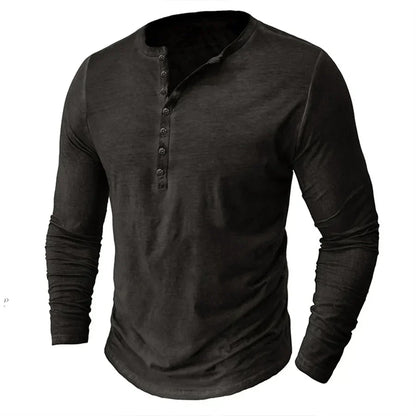 Herren Langarmshirt Mit Knöpfen